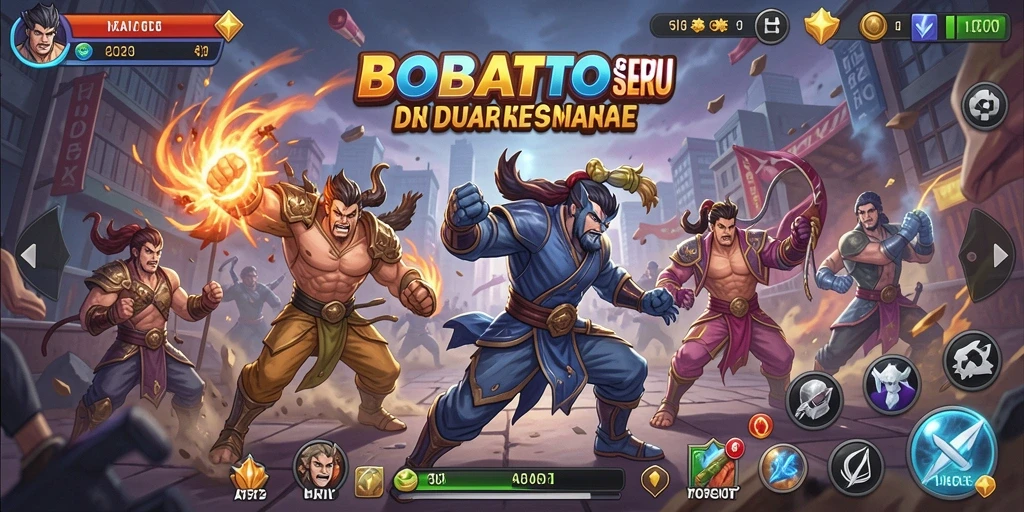 Tangkapan layar gameplay BOBATOTO yang penuh aksi pertarungan.