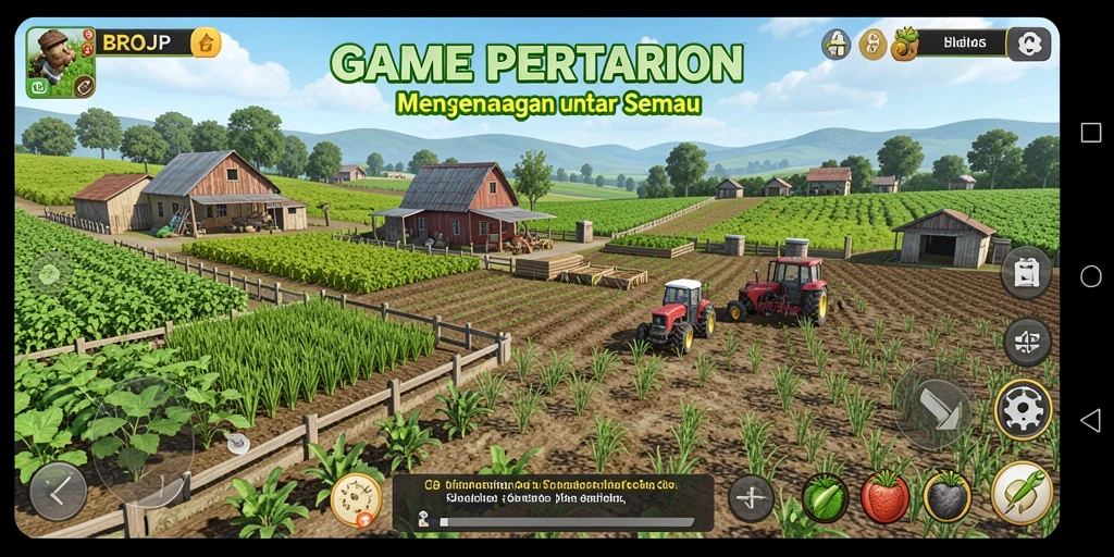 Screenshot BROJP yang menampilkan gameplay bertani yang menyenangkan.
