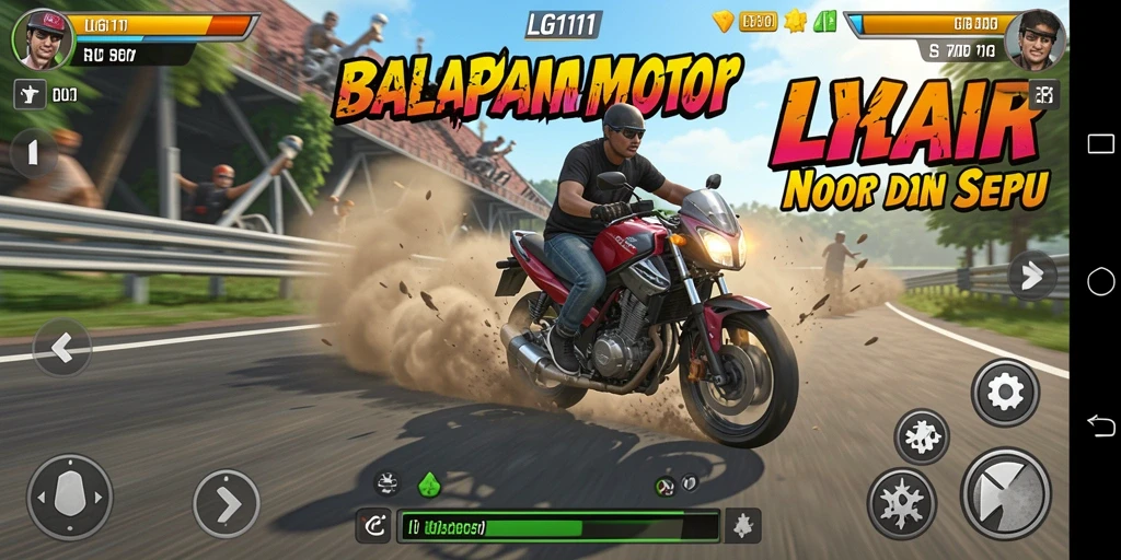 Tampilan gameplay LG111 dengan balapan motor yang menegangkan.