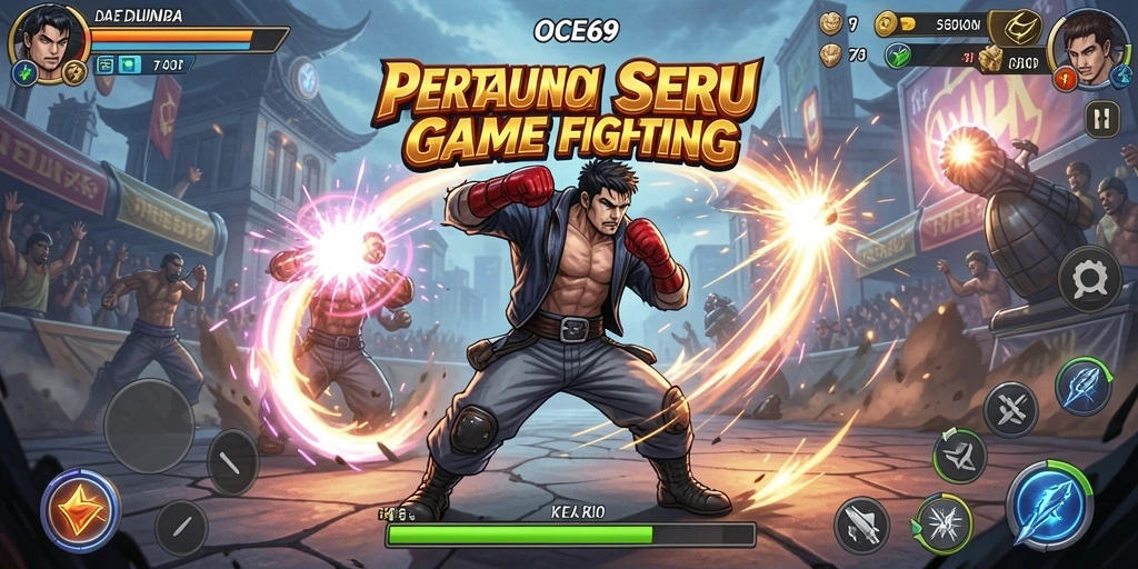 Screenshot utama OCE69 menampilkan pertarungan epik di arena yang mendebarkan.