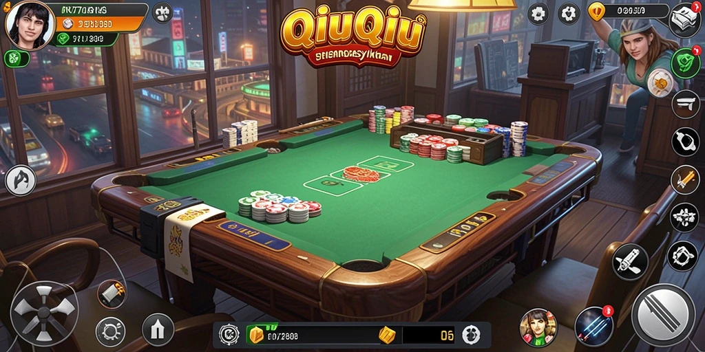 Tampilan screenshot RK77 yang menunjukkan serunya bermain QiuQiu.