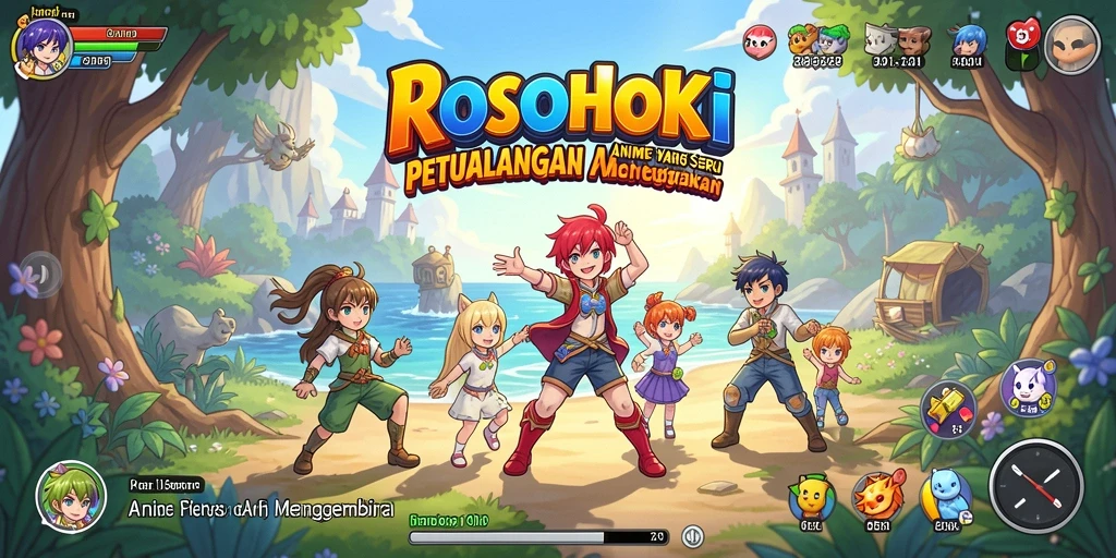 Tampilan gameplay menarik dari ROSOHOKI dengan karakter anime yang vibrant.